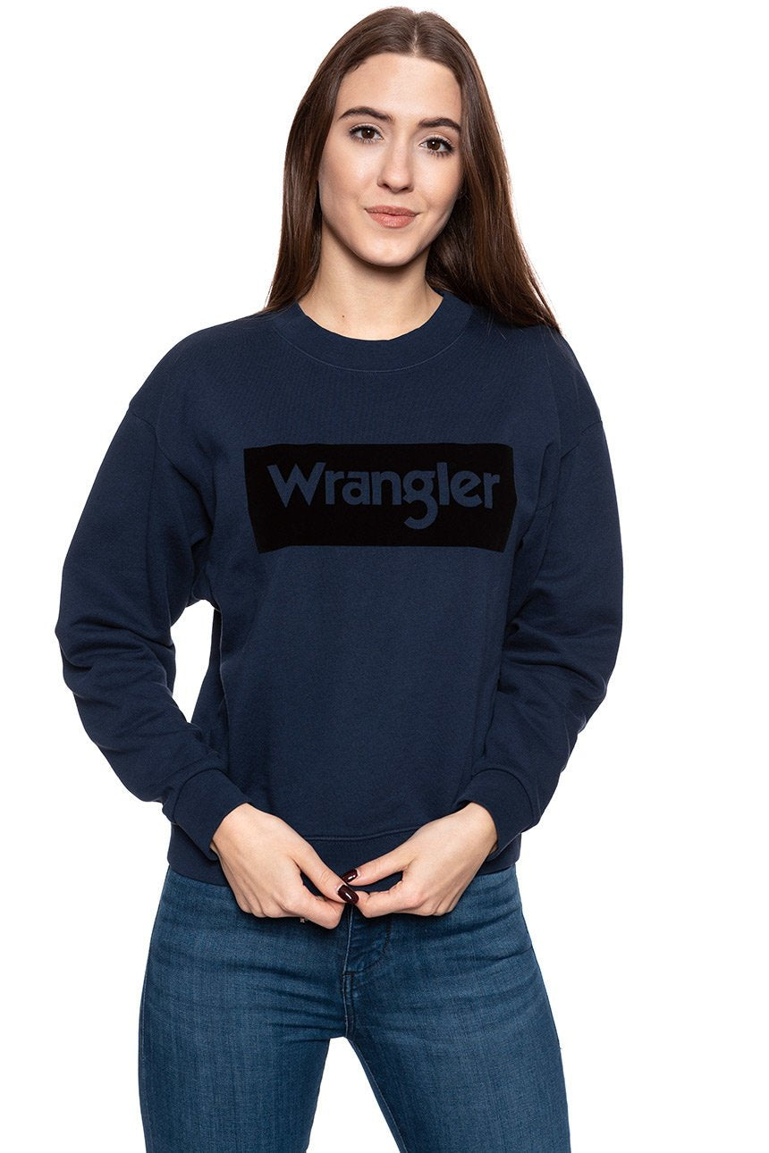 BLUZA WRANGLER HIGH RIB RETRO SWEAT NAVY W6N0HA114