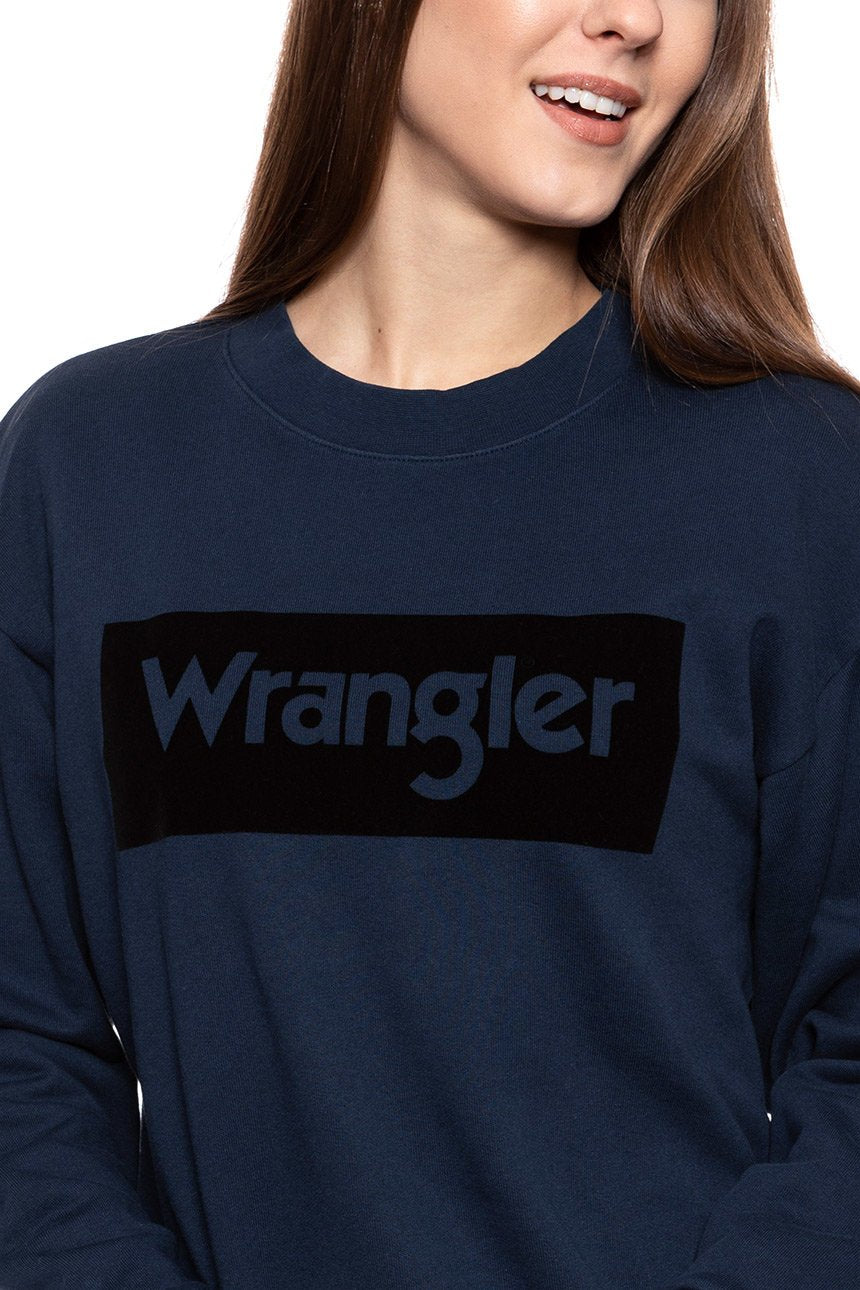 BLUZA WRANGLER HIGH RIB RETRO SWEAT NAVY W6N0HA114