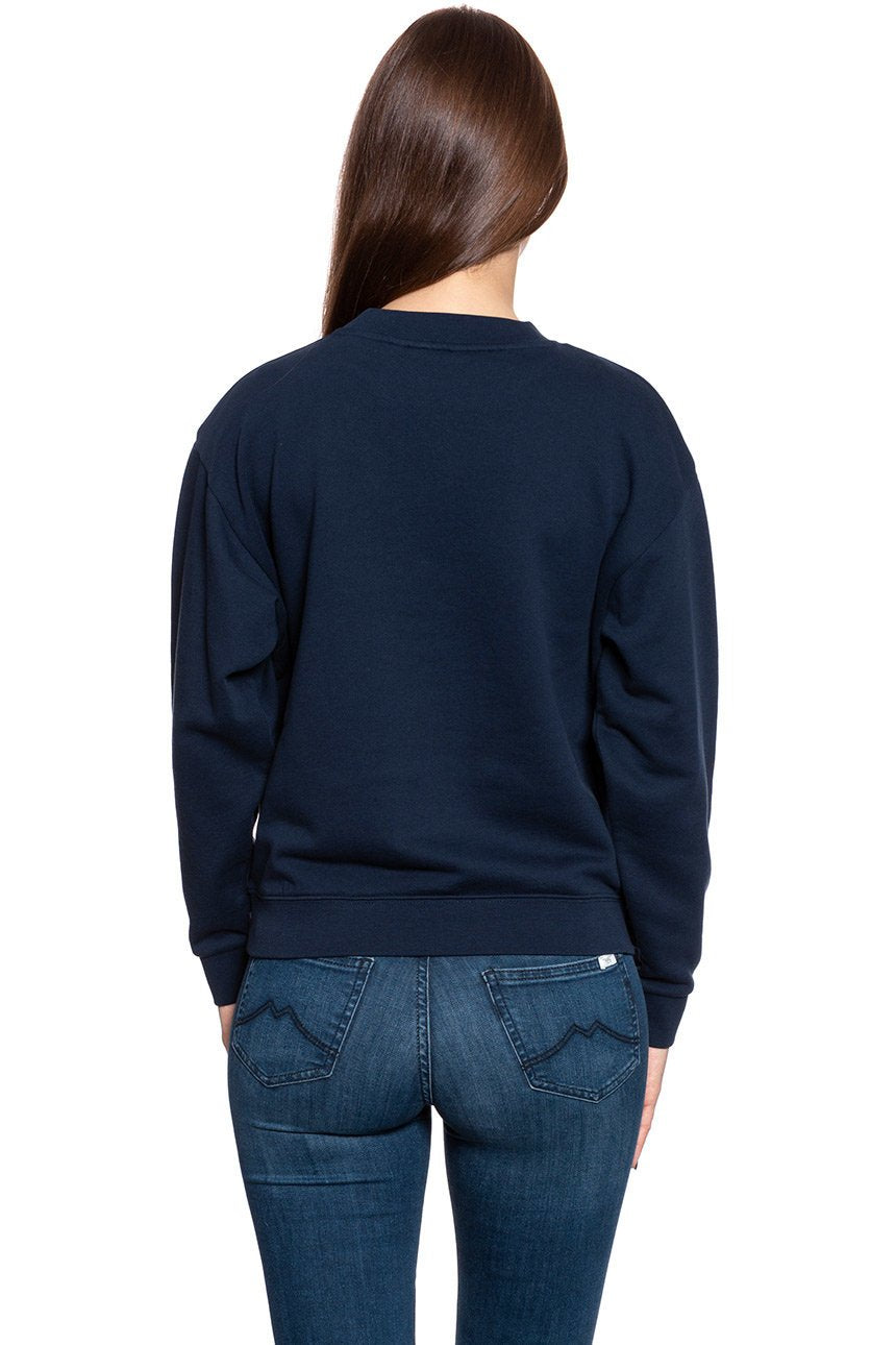 BLUZA WRANGLER HIGH RIB RETRO SWEAT NAVY W6N0HA114