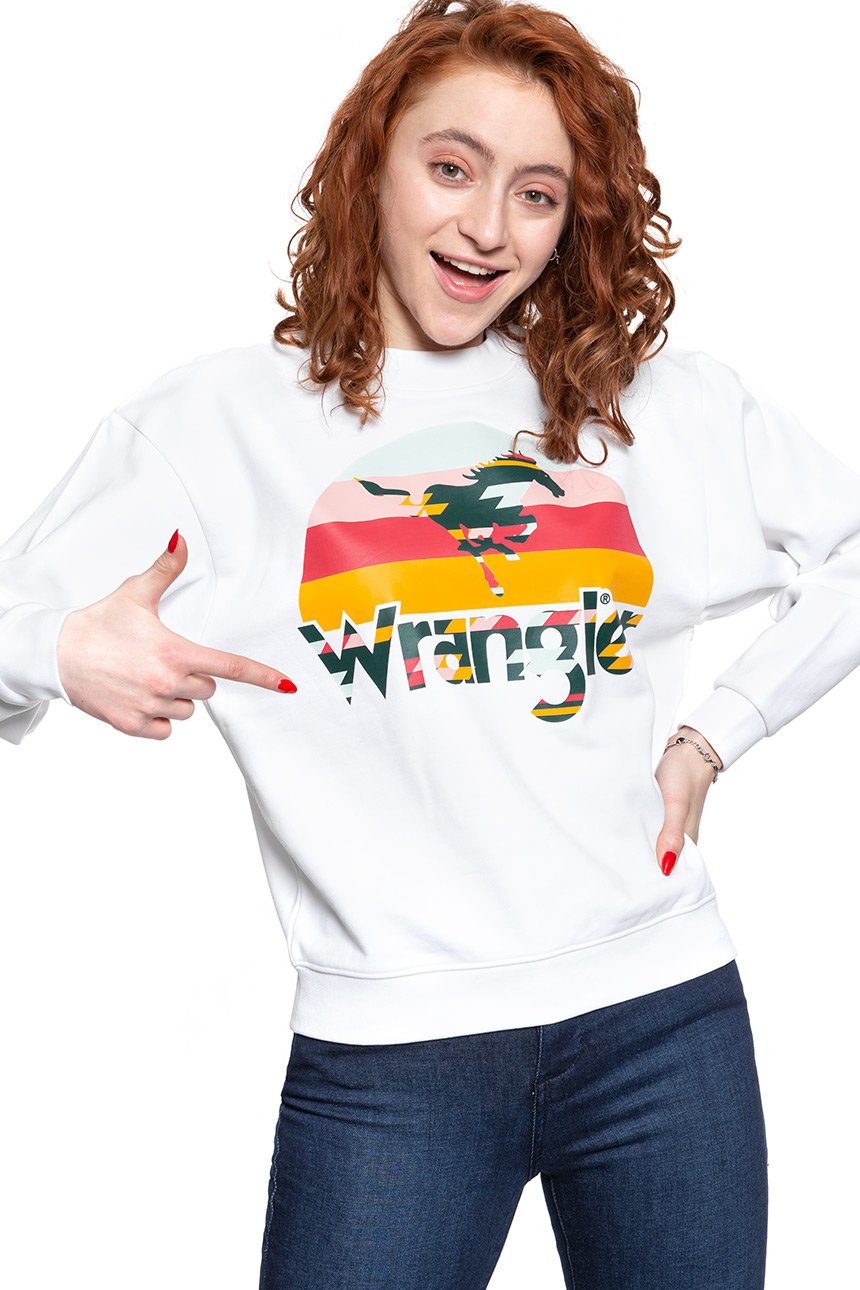 BLUZA WRANGLER 80´S RETRO SWEAT WHITE W6N0HO989