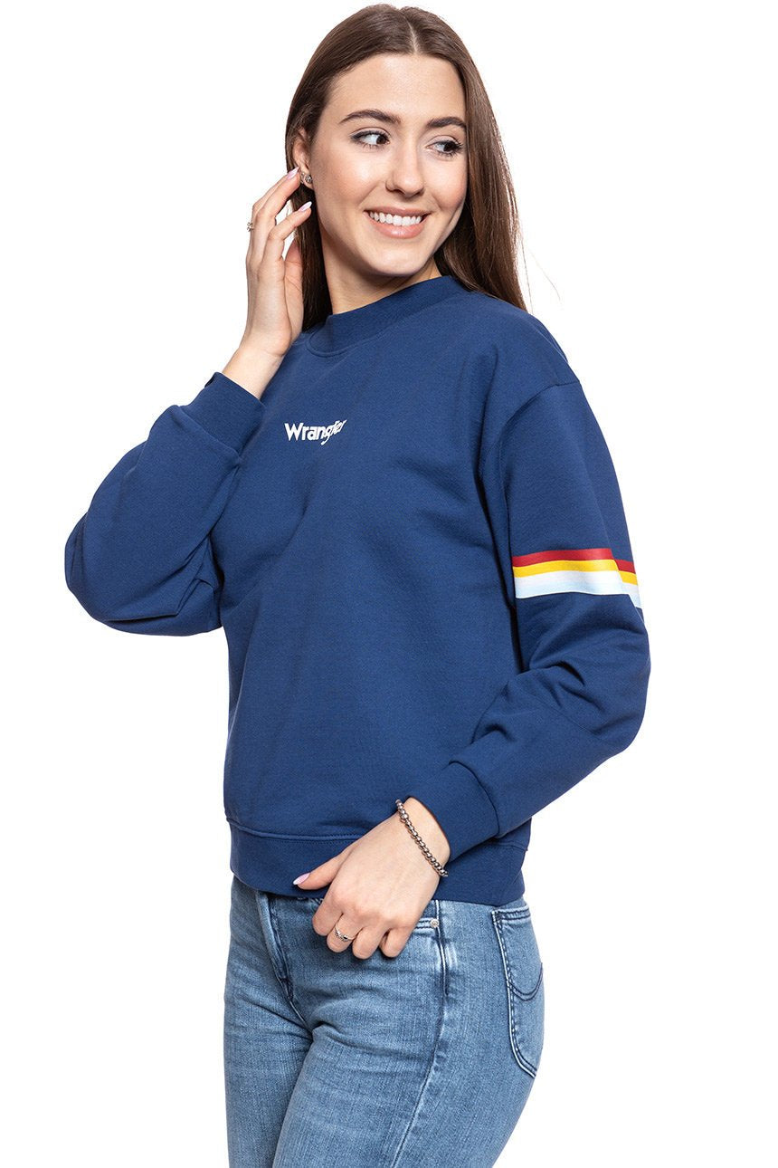 BLUZA WRANGLER 80´S RETRO SWEAT BLUE DEPTHS W6N0HPXJY