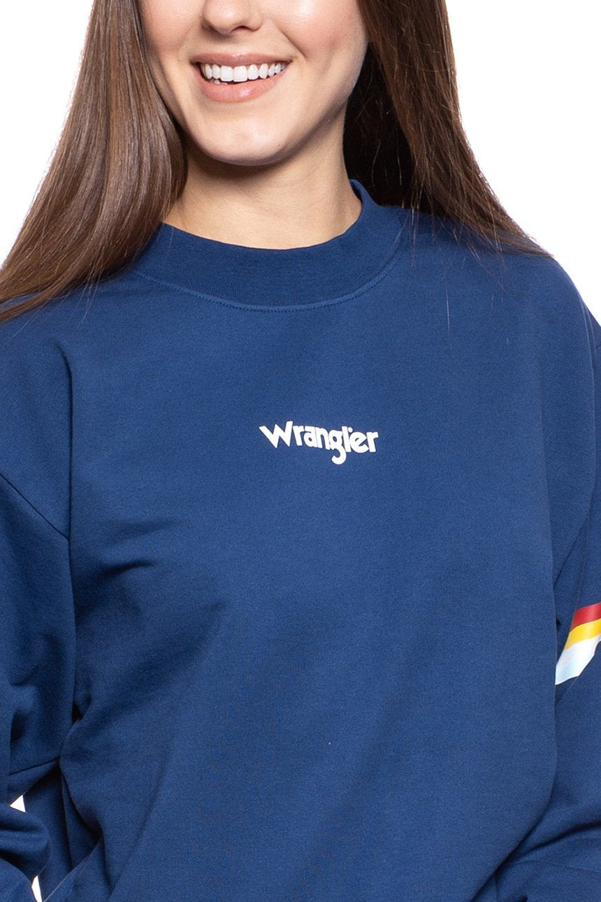 BLUZA WRANGLER 80´S RETRO SWEAT BLUE DEPTHS W6N0HPXJY