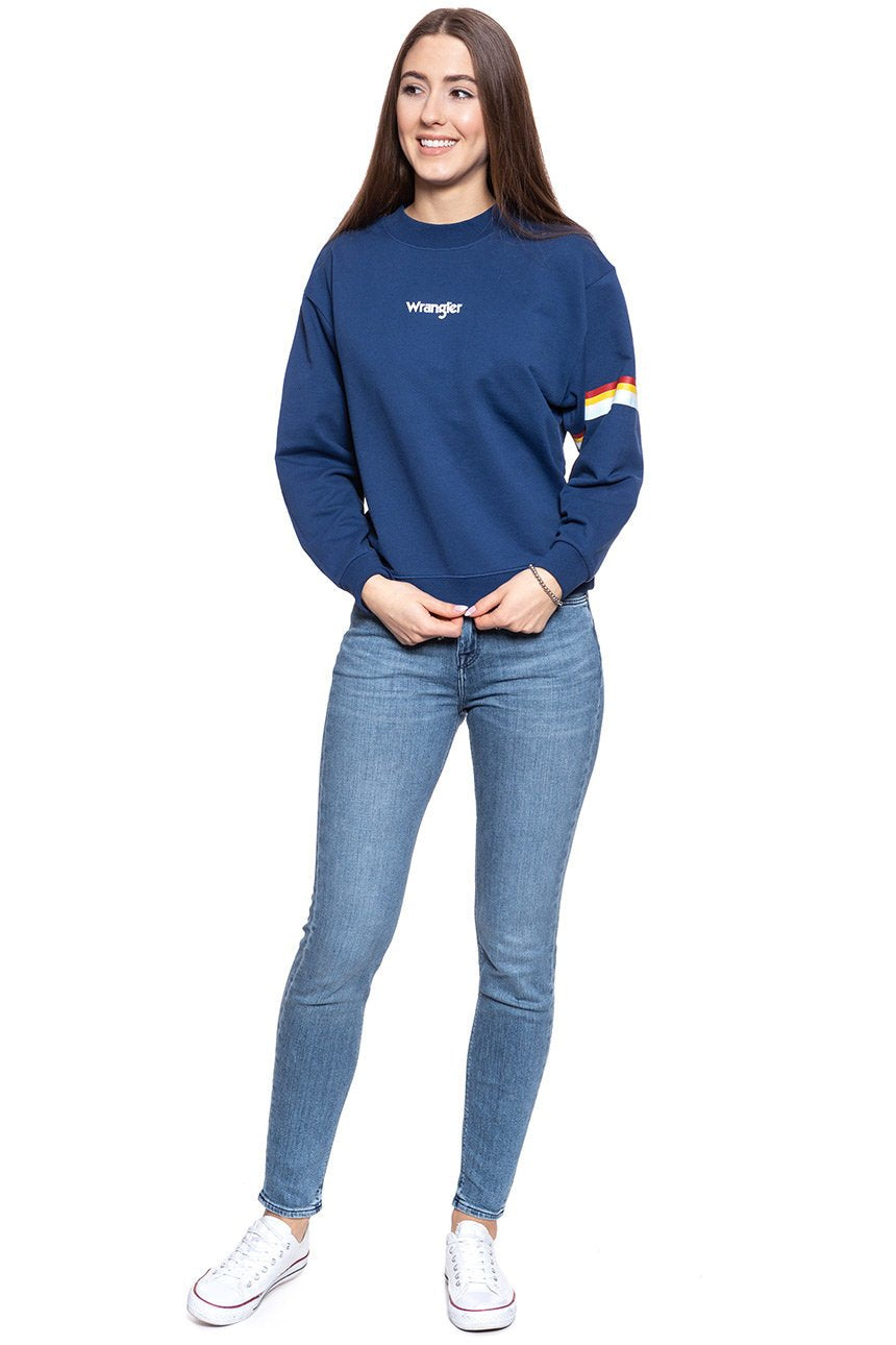 BLUZA WRANGLER 80´S RETRO SWEAT BLUE DEPTHS W6N0HPXJY