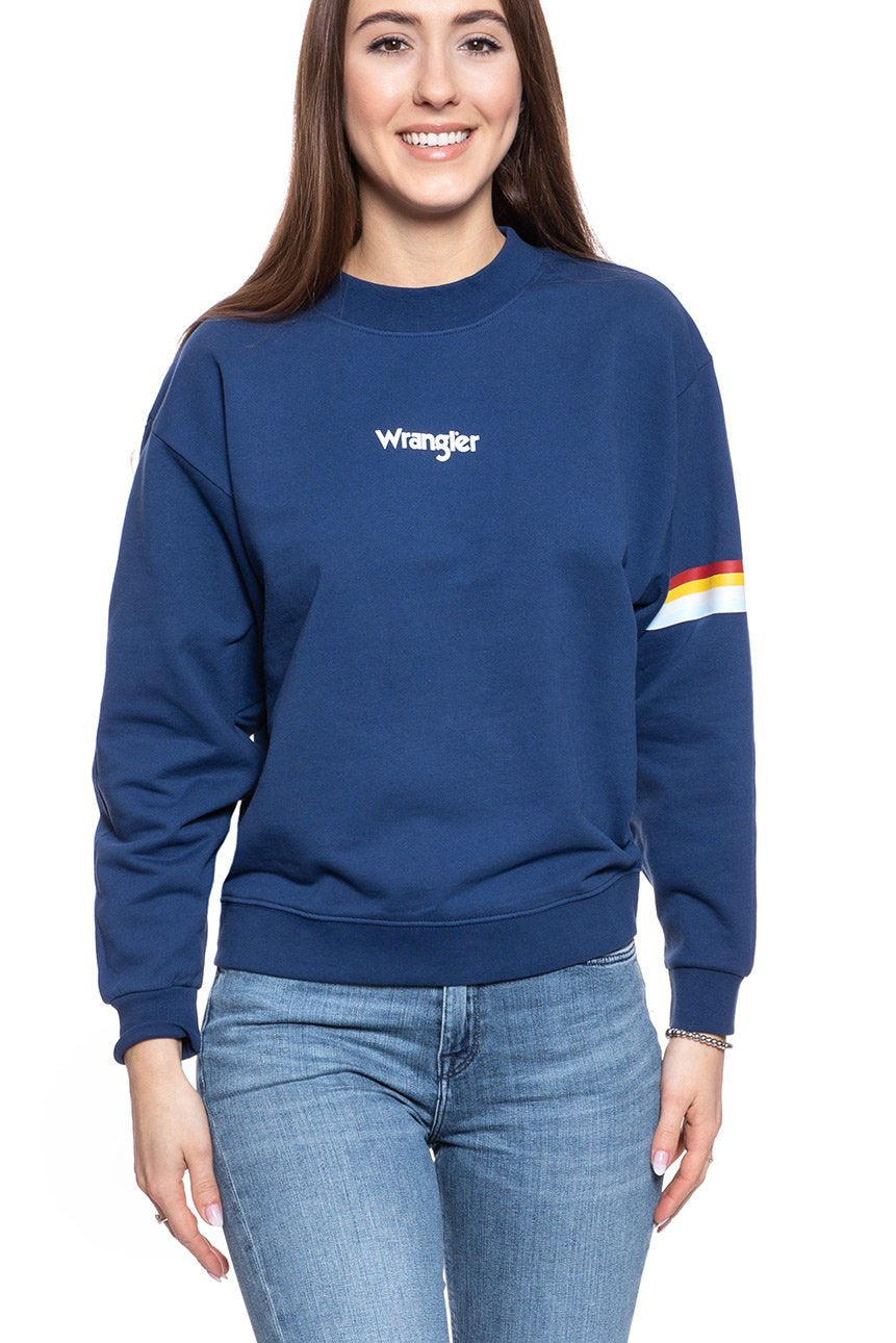 BLUZA WRANGLER 80´S RETRO SWEAT BLUE DEPTHS W6N0HPXJY