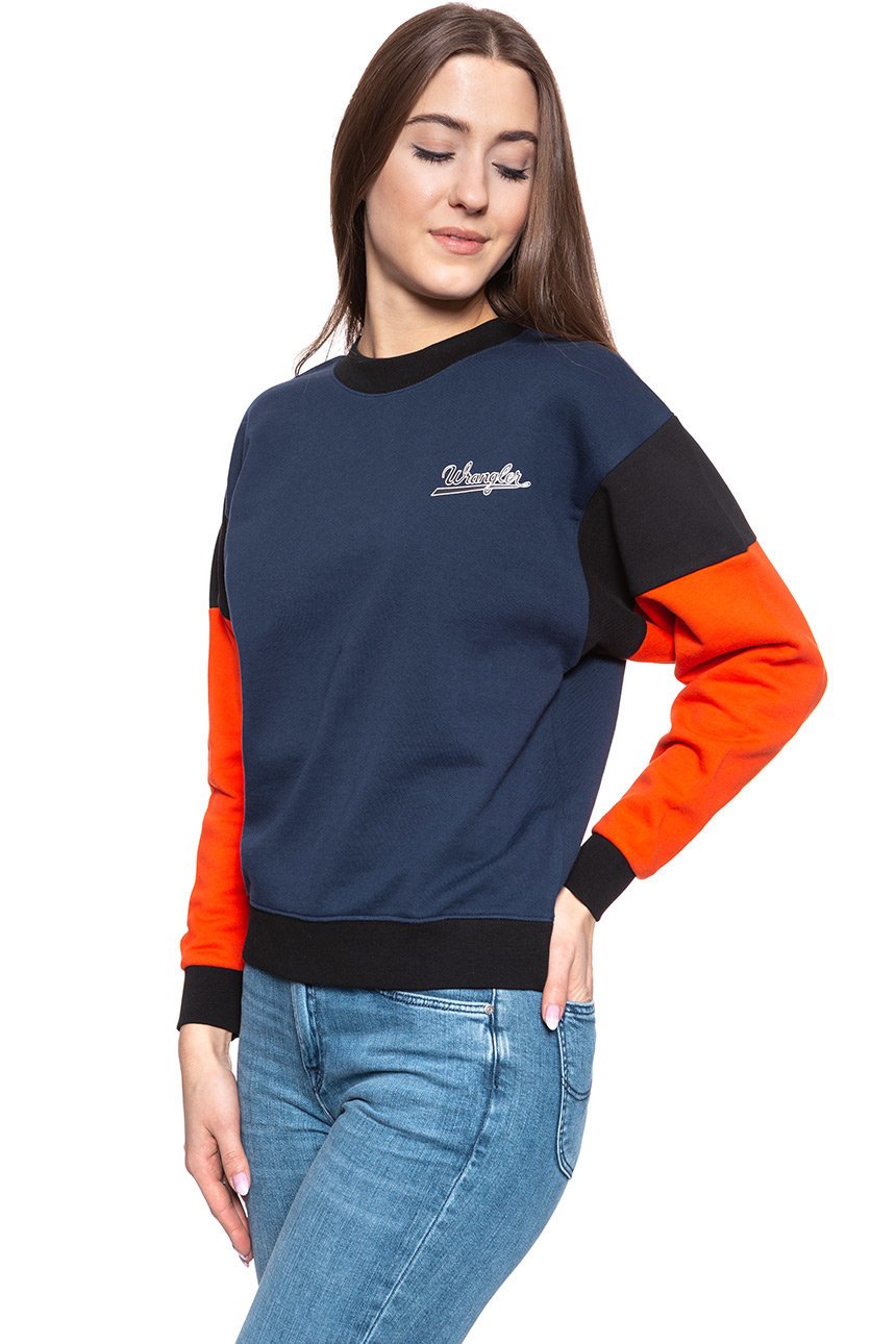 BLUZA WRANGLER HIGH RIB RETRO SWEAT NAVY W6N0HY114