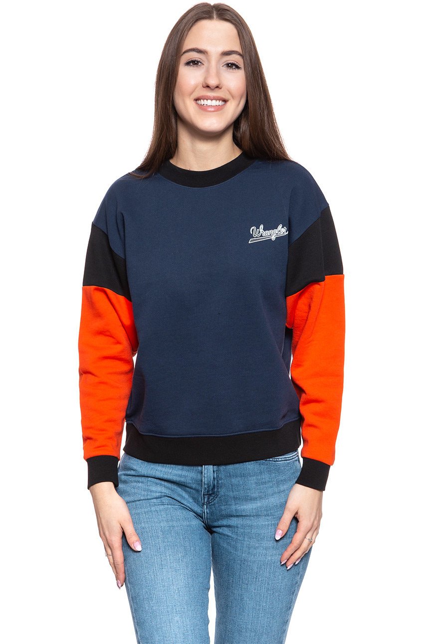 BLUZA WRANGLER HIGH RIB RETRO SWEAT NAVY W6N0HY114