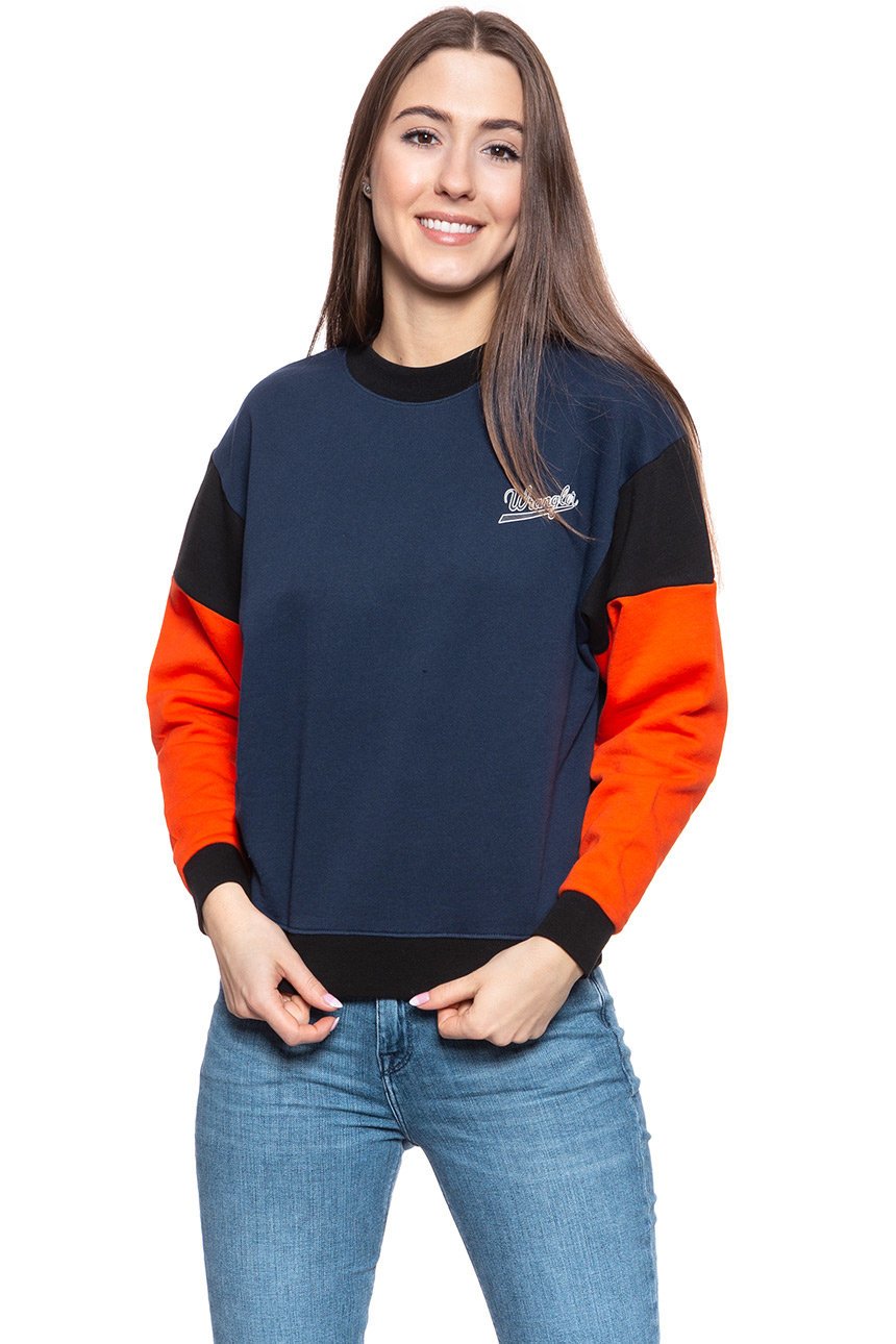 BLUZA WRANGLER HIGH RIB RETRO SWEAT NAVY W6N0HY114