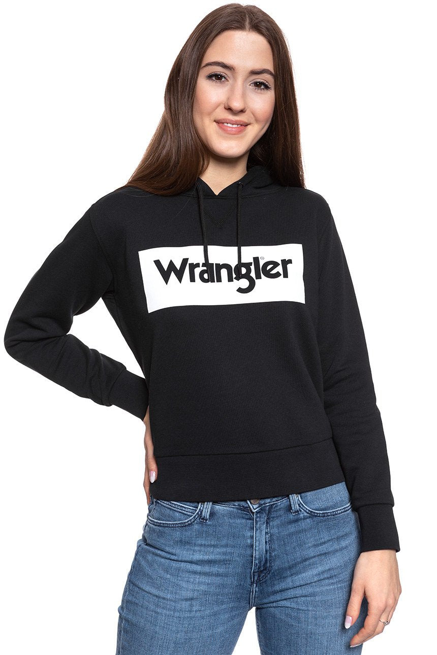 BLUZA WRANGLER LOGO HOODIE BLACK W6N4HA100