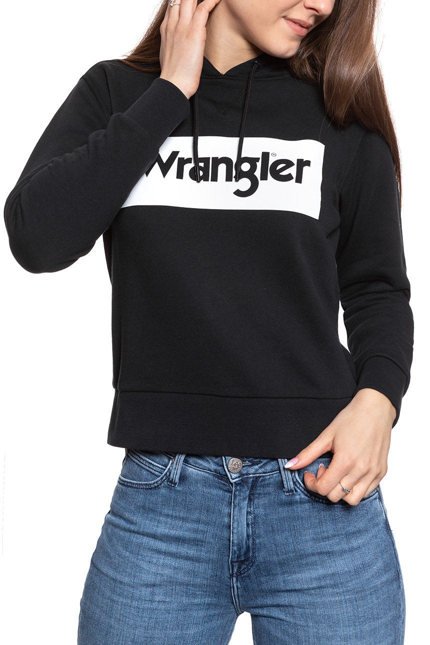 BLUZA WRANGLER LOGO HOODIE BLACK W6N4HA100