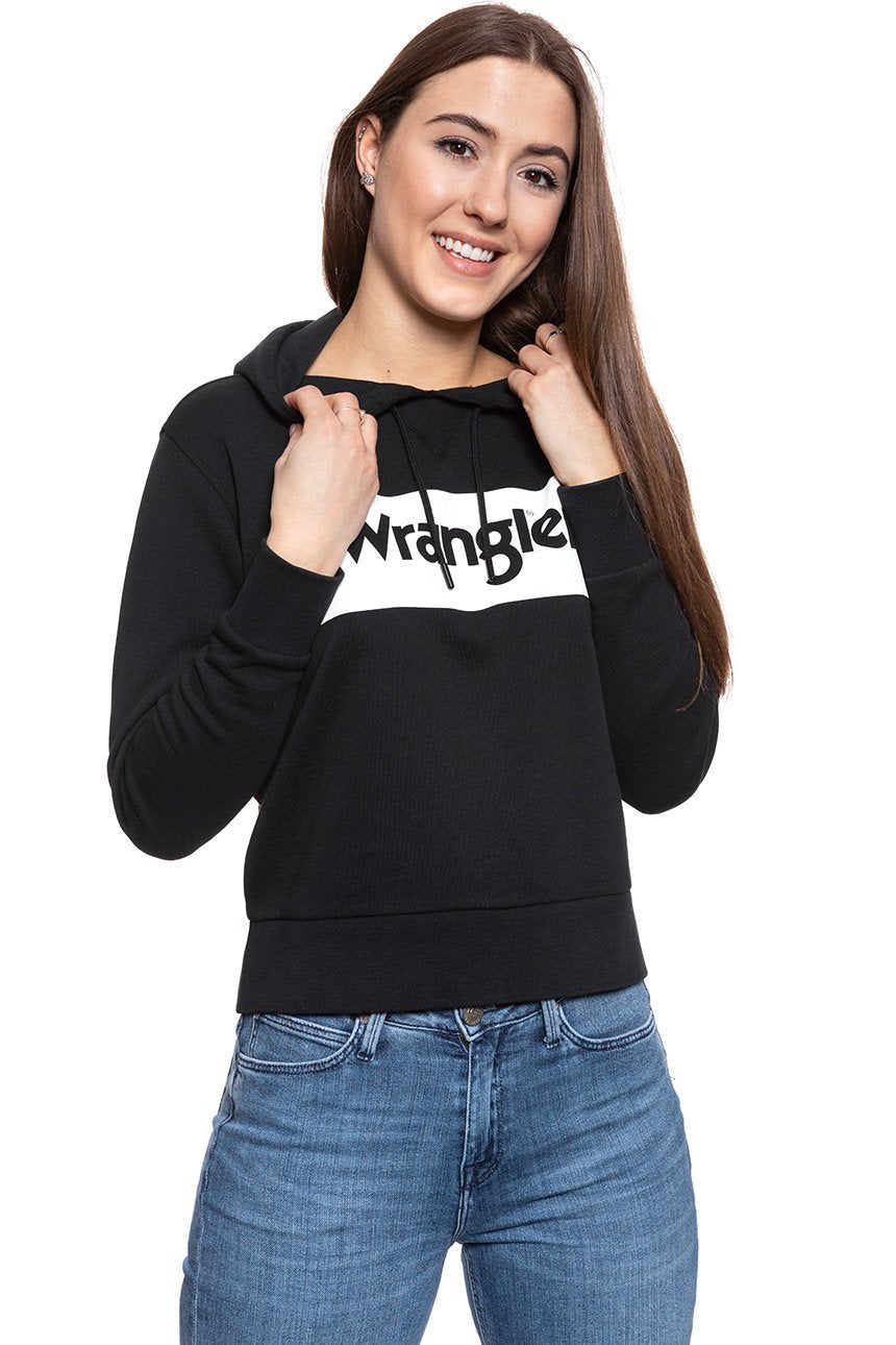 BLUZA WRANGLER LOGO HOODIE BLACK W6N4HA100