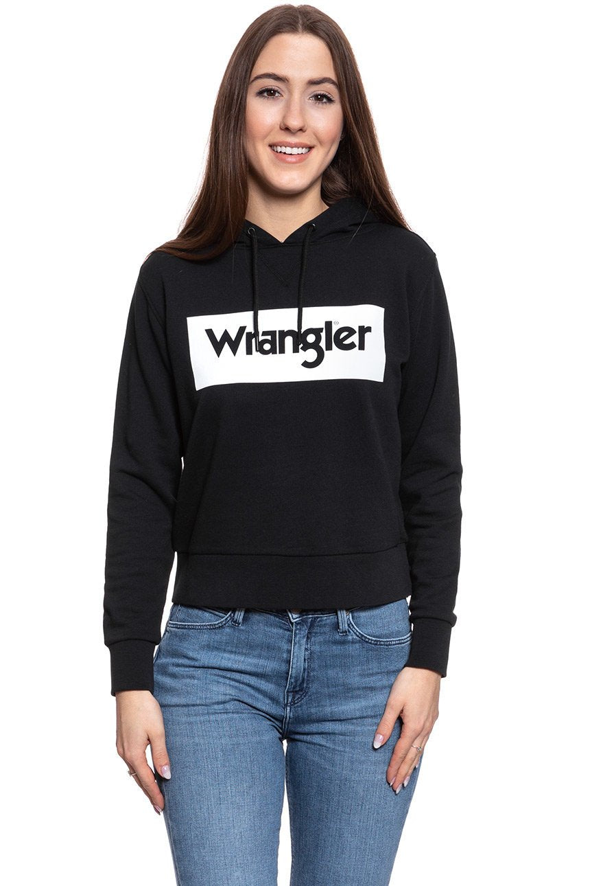 BLUZA WRANGLER LOGO HOODIE BLACK W6N4HA100