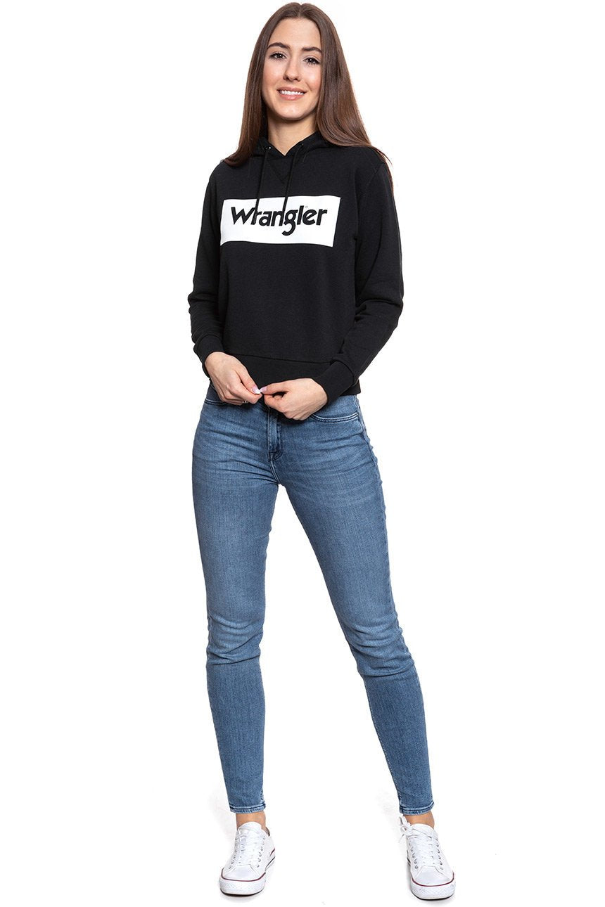 BLUZA WRANGLER LOGO HOODIE BLACK W6N4HA100