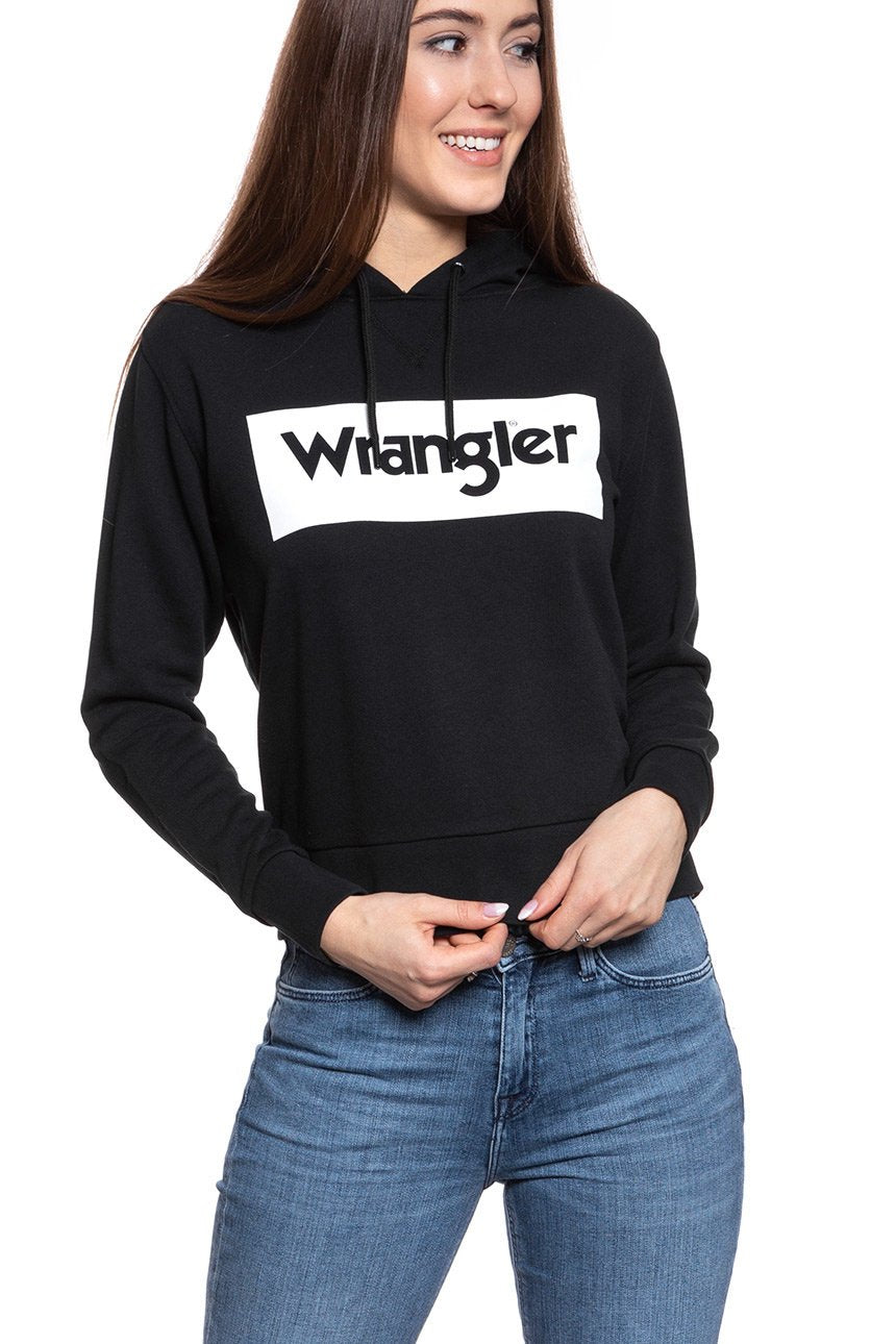 BLUZA WRANGLER LOGO HOODIE BLACK W6N4HA100