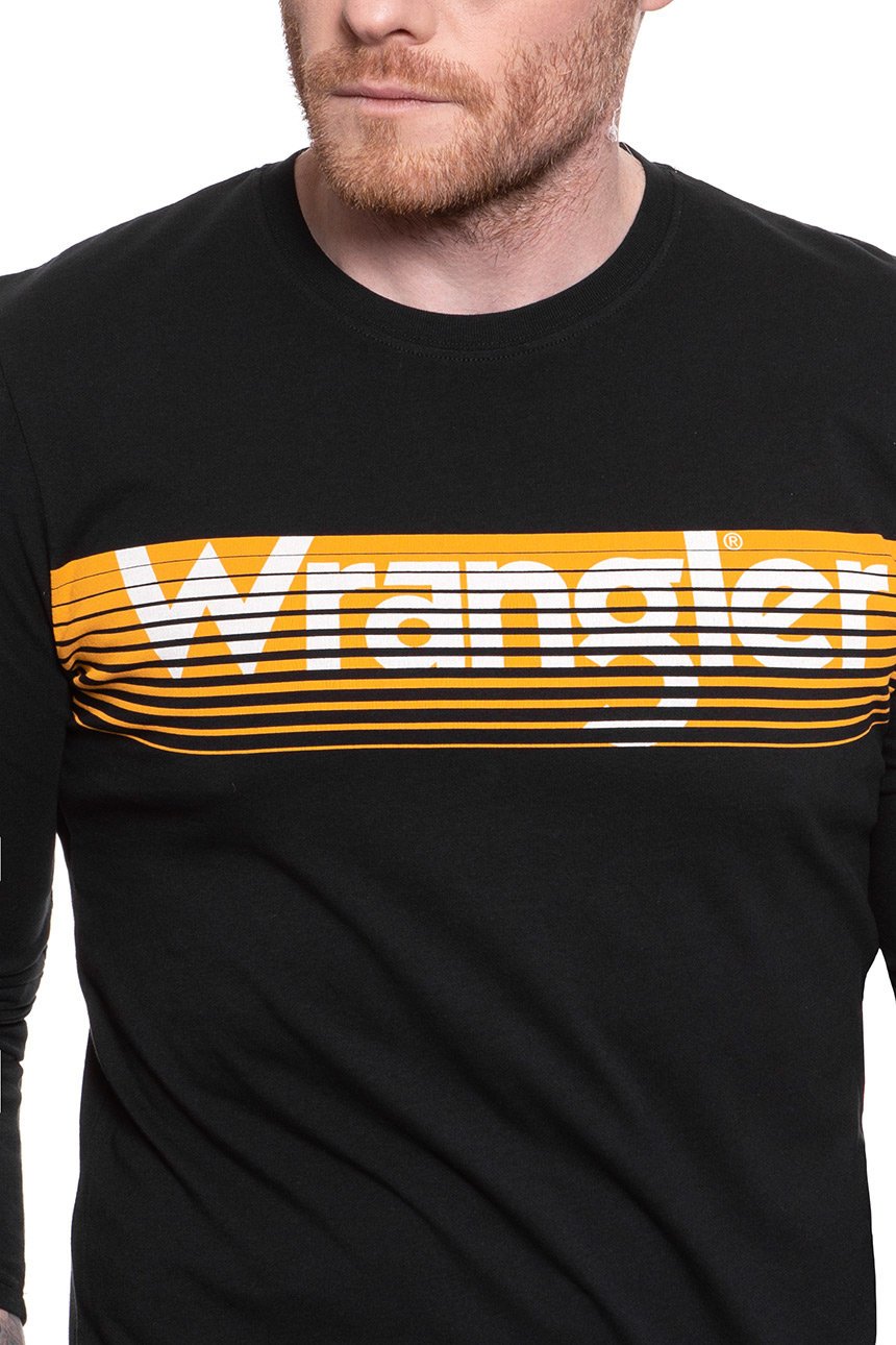 KOSZULKA LONGSLEEVE WRANGLER LS LOGO TEE BLACK W744D3100