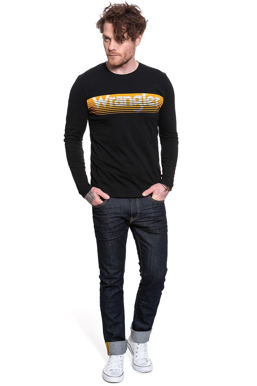 KOSZULKA LONGSLEEVE WRANGLER LS LOGO TEE BLACK W744D3100