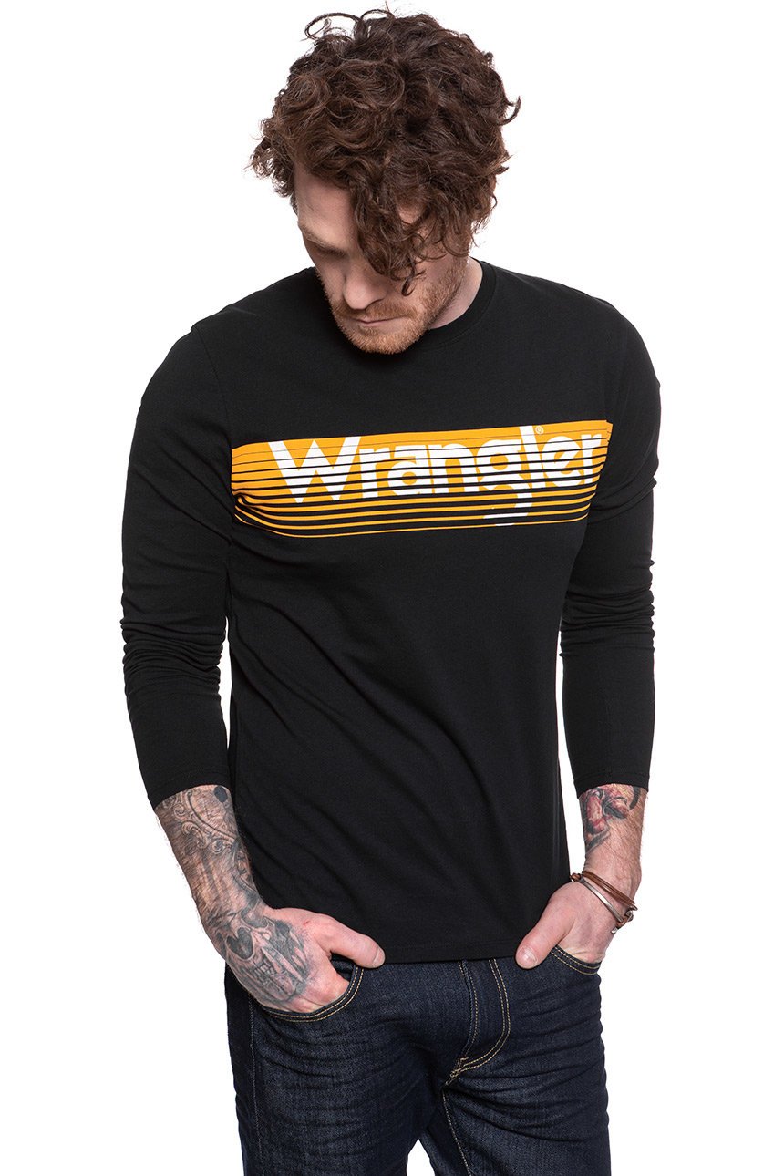 KOSZULKA LONGSLEEVE WRANGLER LS LOGO TEE BLACK W744D3100