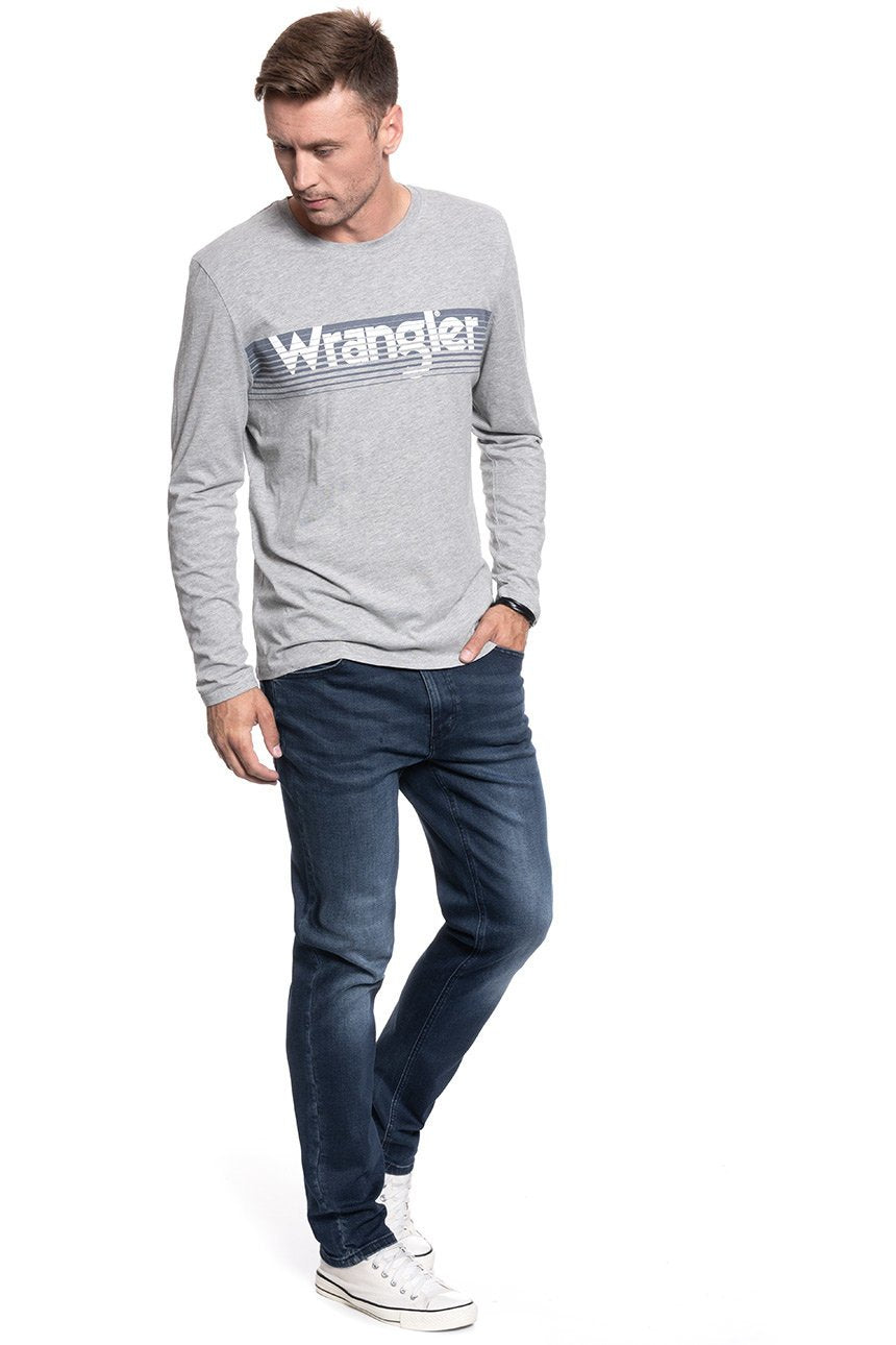 LONGSLEEVE MĘSKI WRANGLER LS LOGO TEE MID GREY MEL W744D3X37