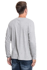 LONGSLEEVE MĘSKI WRANGLER LS LOGO TEE MID GREY MEL W744D3X37