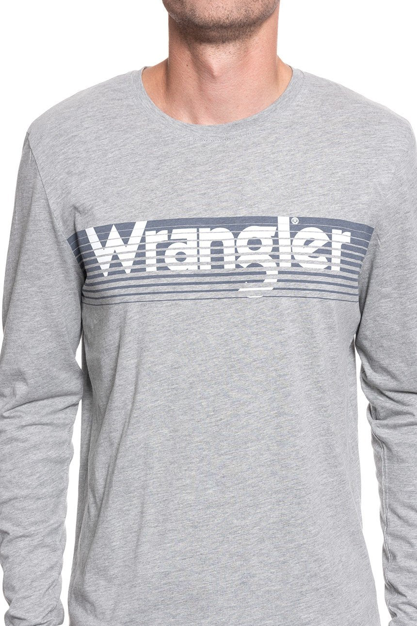 LONGSLEEVE MĘSKI WRANGLER LS LOGO TEE MID GREY MEL W744D3X37