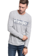 LONGSLEEVE MĘSKI WRANGLER LS LOGO TEE MID GREY MEL W744D3X37