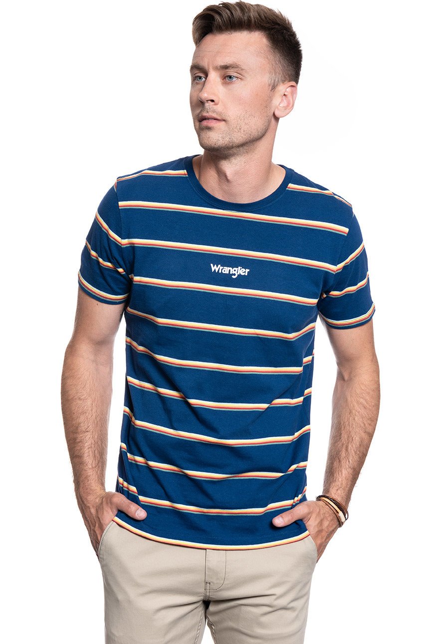 KOSZULKA WRANGLER T-SHIRT SS STRIPE TEE BLUE DEPTHS W7B5D3XJY