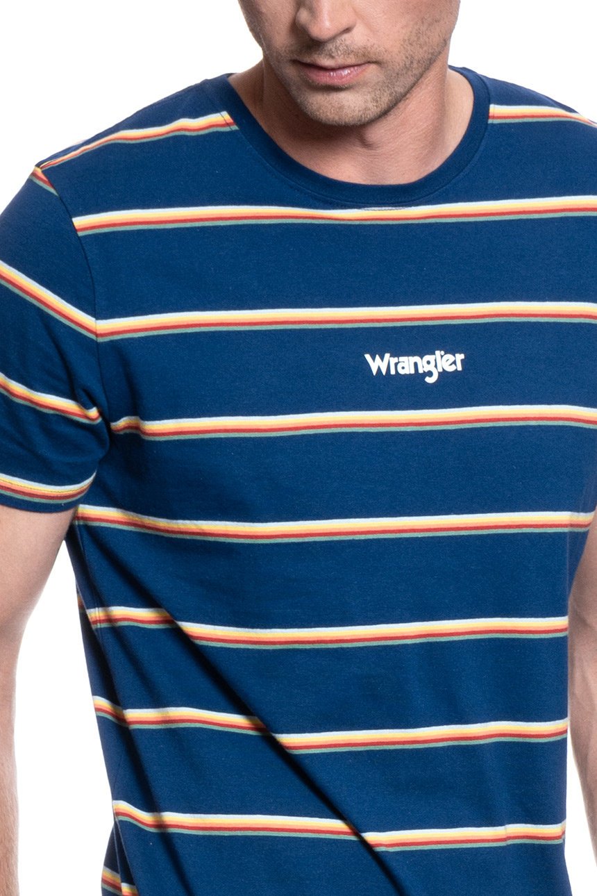 KOSZULKA WRANGLER T-SHIRT SS STRIPE TEE BLUE DEPTHS W7B5D3XJY