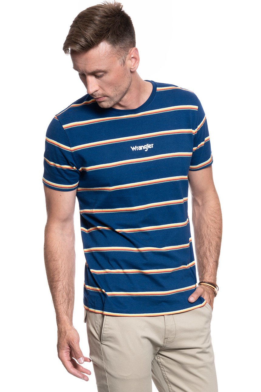 KOSZULKA WRANGLER T-SHIRT SS STRIPE TEE BLUE DEPTHS W7B5D3XJY