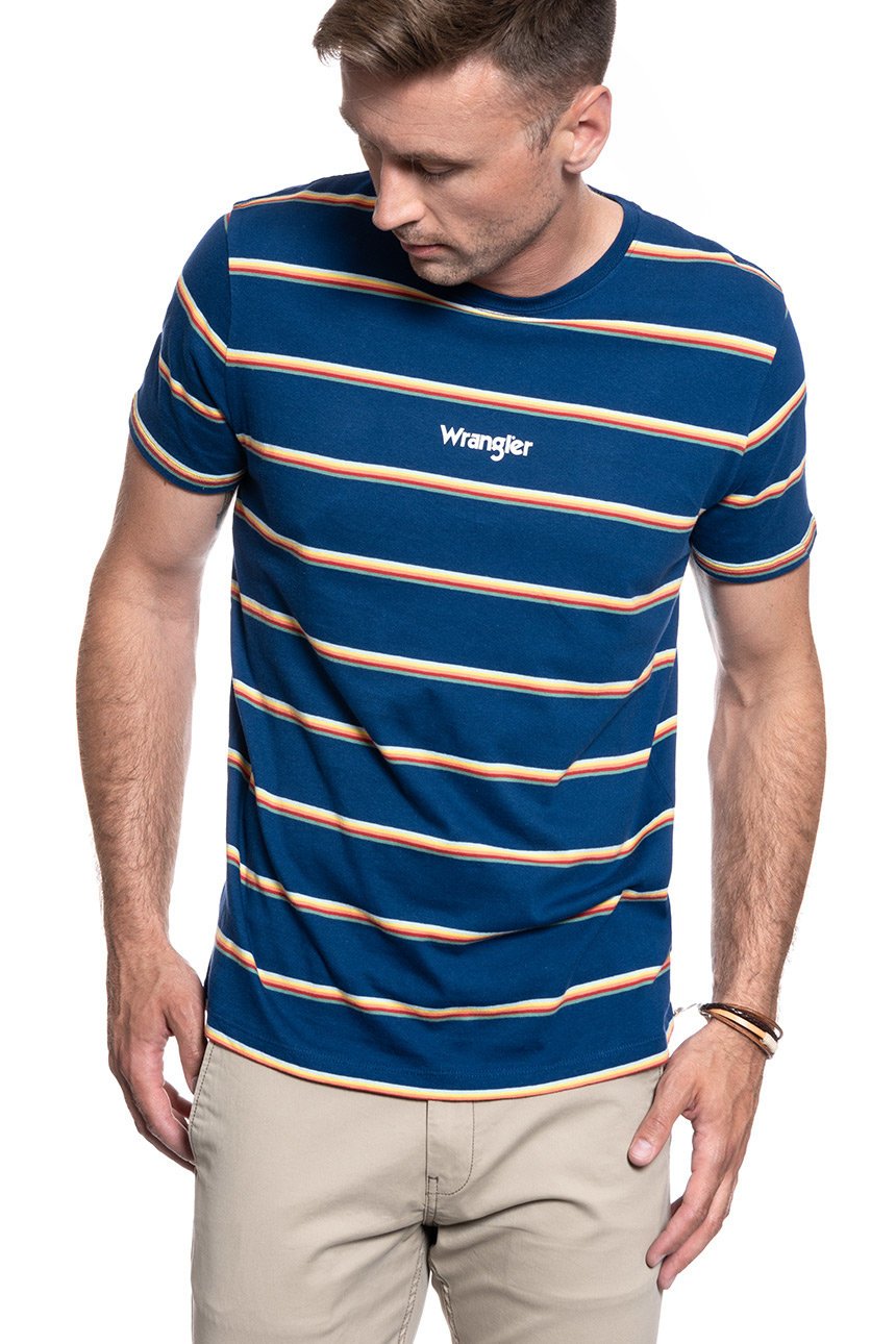 KOSZULKA WRANGLER T-SHIRT SS STRIPE TEE BLUE DEPTHS W7B5D3XJY