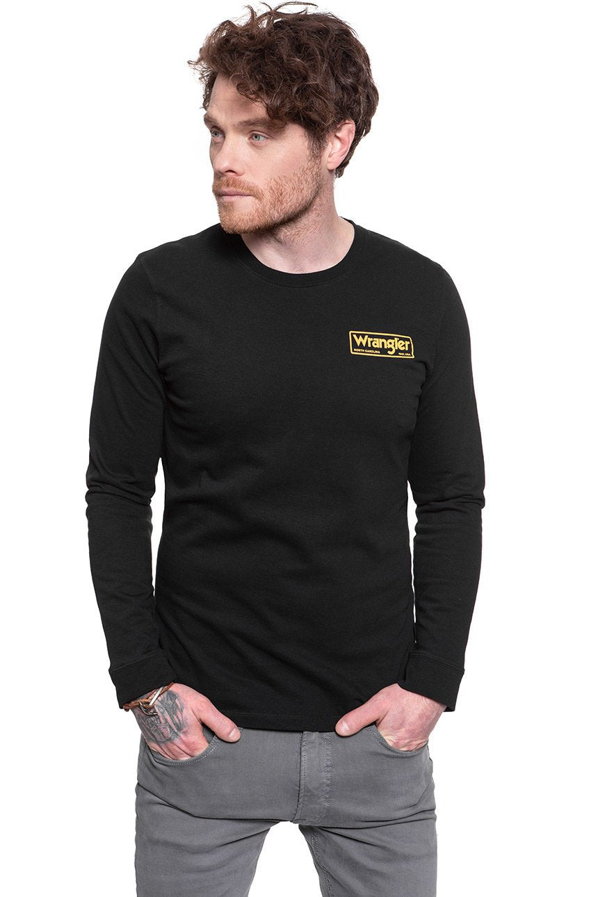 KOSZULKA LONGSLEEVE WRANGLER LS BOX TEE BLACK W7C0FG100