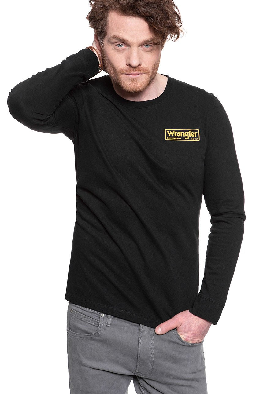 KOSZULKA LONGSLEEVE WRANGLER LS BOX TEE BLACK W7C0FG100