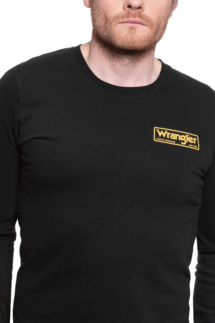 KOSZULKA LONGSLEEVE WRANGLER LS BOX TEE BLACK W7C0FG100