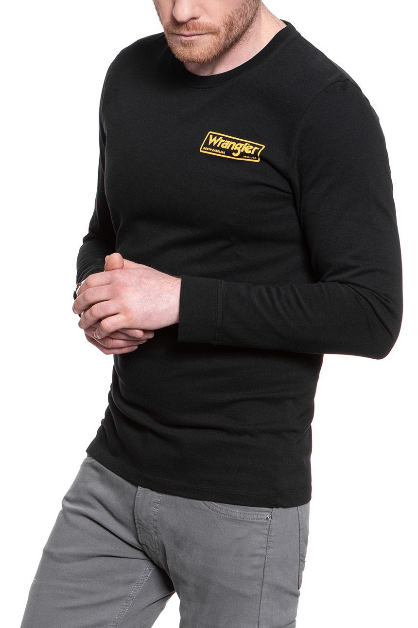 KOSZULKA LONGSLEEVE WRANGLER LS BOX TEE BLACK W7C0FG100