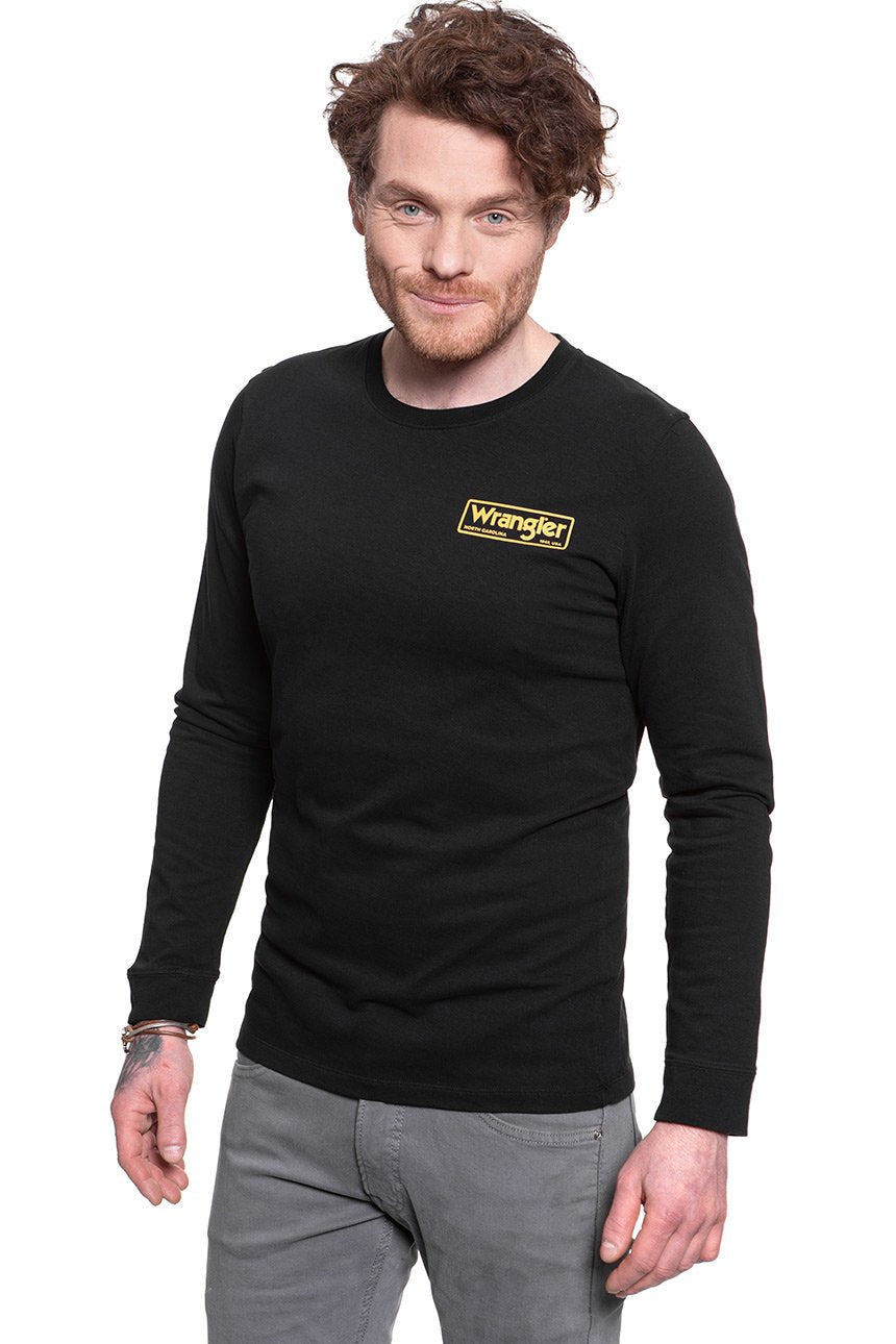 KOSZULKA LONGSLEEVE WRANGLER LS BOX TEE BLACK W7C0FG100