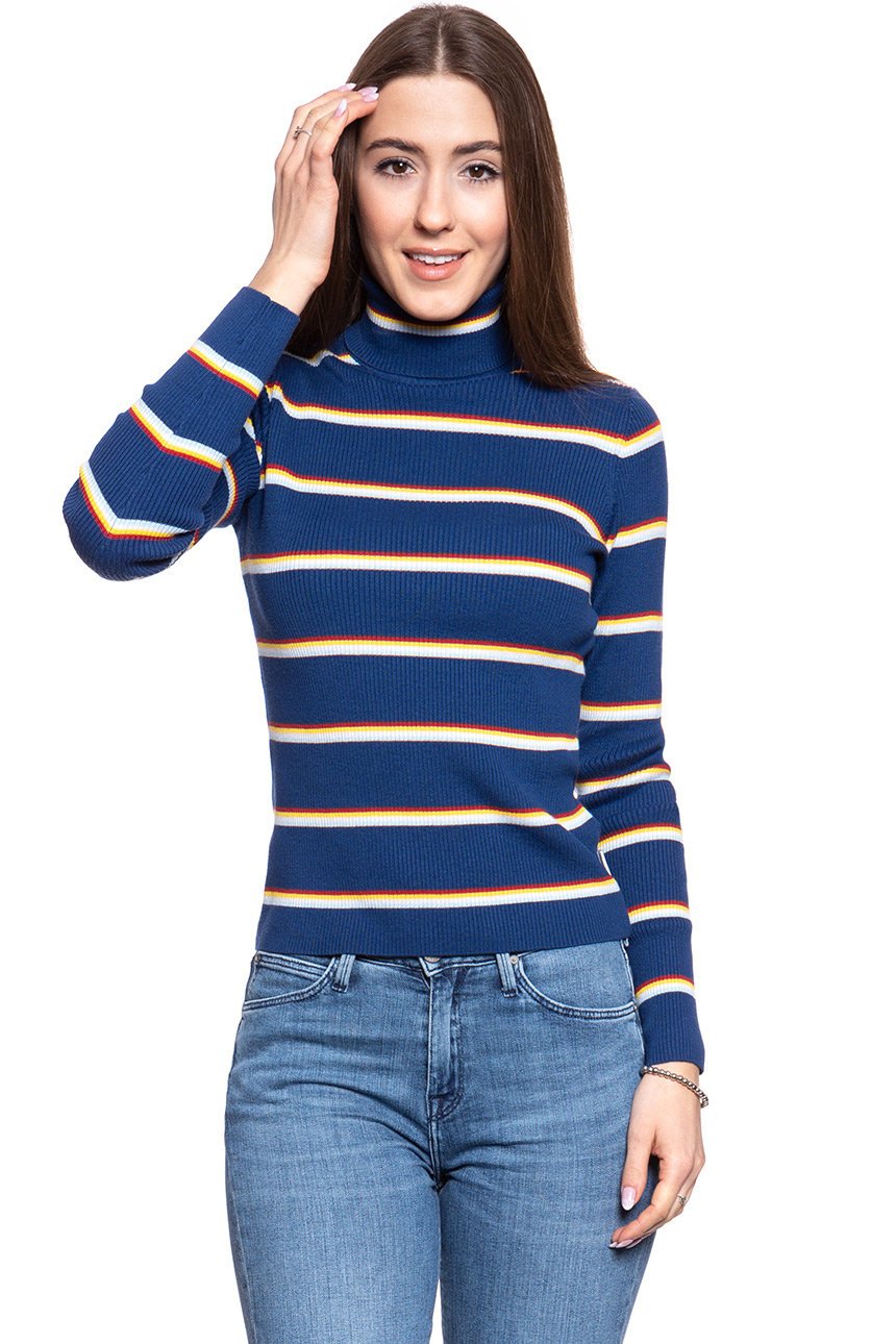 DAMSKI SWETER WRANGLER TURTLE NECK BLUE DEPTHS W8N0PWXJY