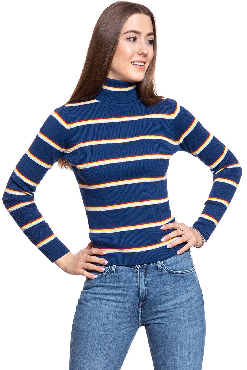 DAMSKI SWETER WRANGLER TURTLE NECK BLUE DEPTHS W8N0PWXJY