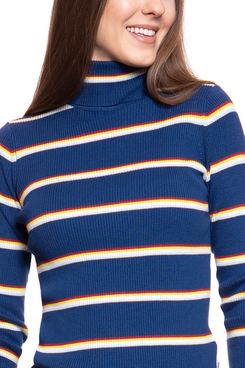 DAMSKI SWETER WRANGLER TURTLE NECK BLUE DEPTHS W8N0PWXJY