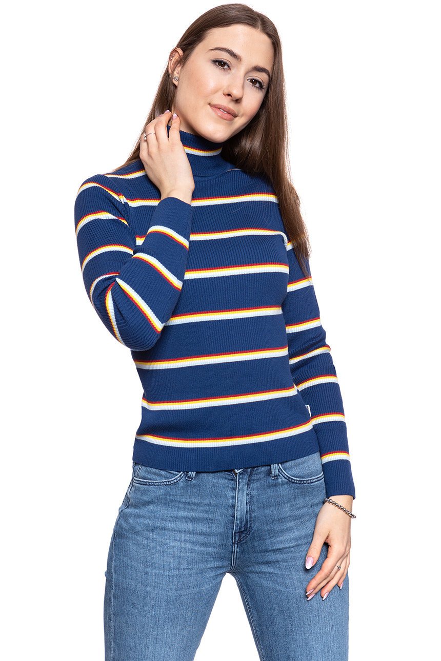 DAMSKI SWETER WRANGLER TURTLE NECK BLUE DEPTHS W8N0PWXJY