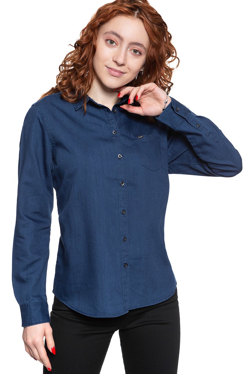 KOSZULA DAMSKA KOSZULA DAMSKA LEE ONE POCKET SHIRT OIL BLUE L46BRAMO