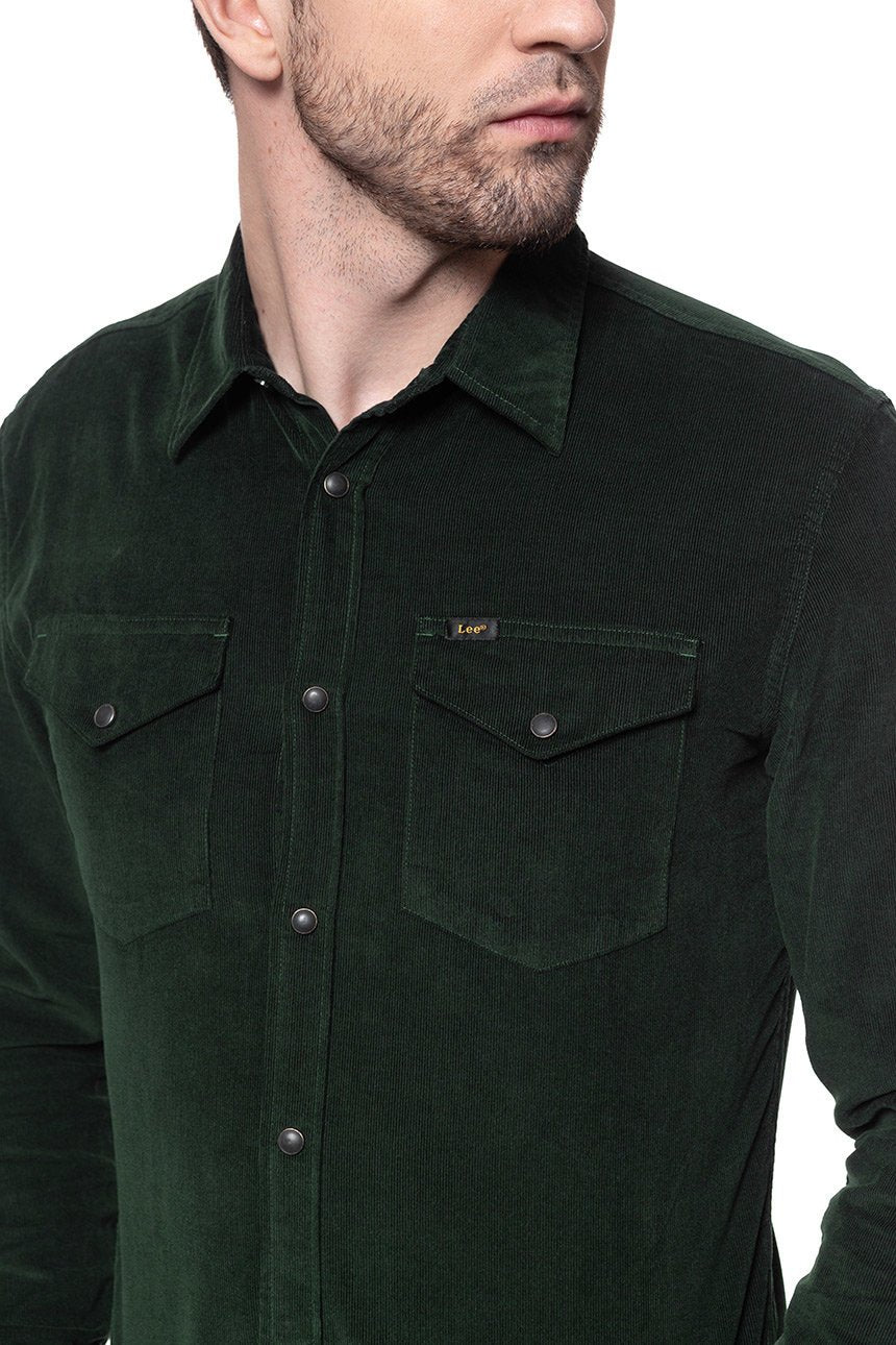 KOSZULA LEE CLEAN WESTERN SHIRT DK BOTTLE GREEN L644MRBB