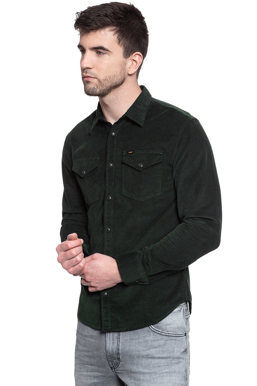 KOSZULA LEE CLEAN WESTERN SHIRT DK BOTTLE GREEN L644MRBB