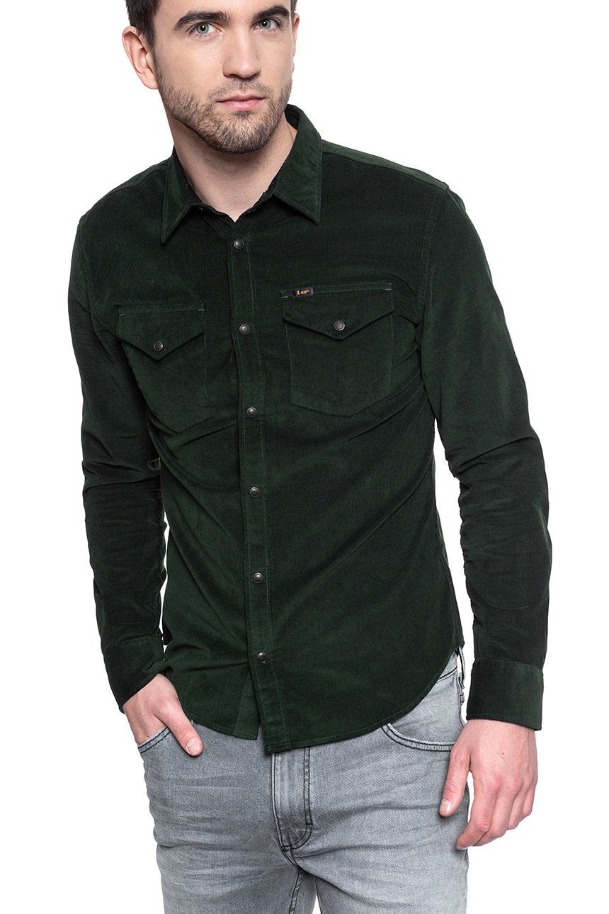 KOSZULA LEE CLEAN WESTERN SHIRT DK BOTTLE GREEN L644MRBB