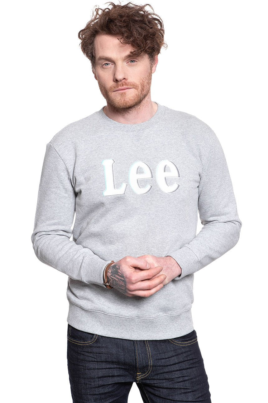 BLUZA LEE LOGO CREW SWS GREY MELE L80RTJMP