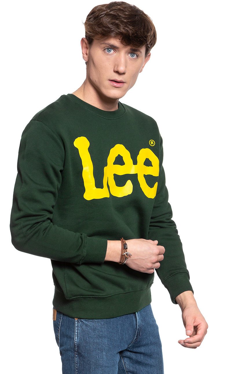 BLUZA LEE BLUZA LEE CREWNECK SWS DK BOTTLE GREEN L81RTJBB