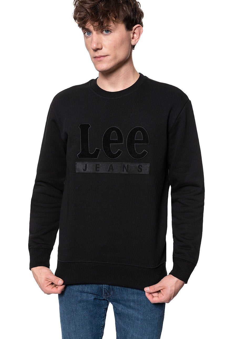 BLUZA LEE VELOURS CREW SWS BLACK L81STJ01