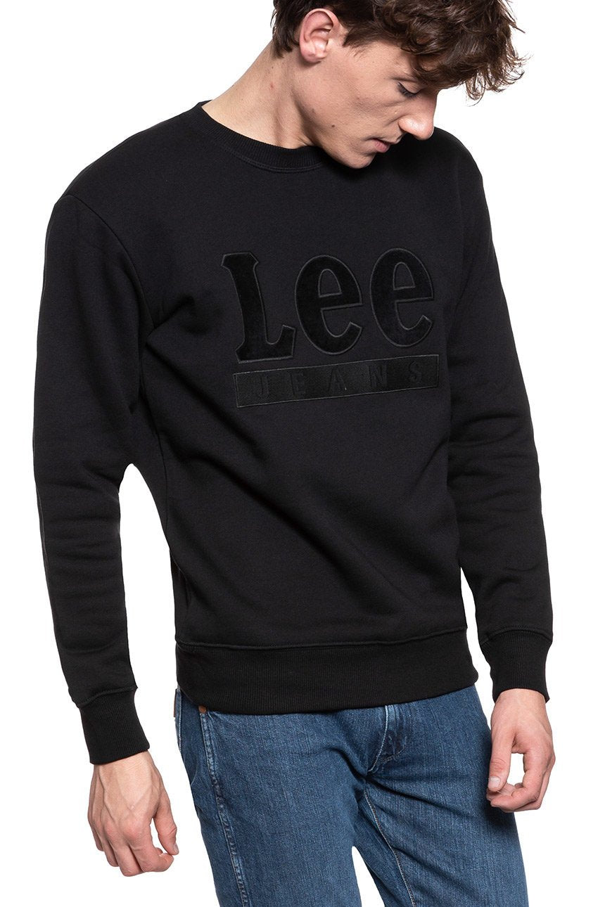 BLUZA LEE VELOURS CREW SWS BLACK L81STJ01