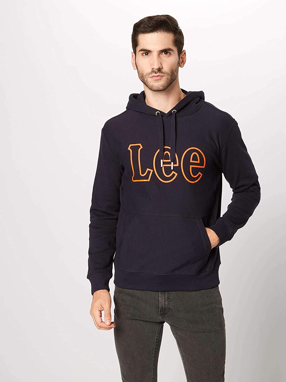 BLUZA LEE SEASONAL LOGO HOODY MIDNIGHT NAVY L81YSOMA