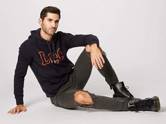 BLUZA LEE SEASONAL LOGO HOODY MIDNIGHT NAVY L81YSOMA