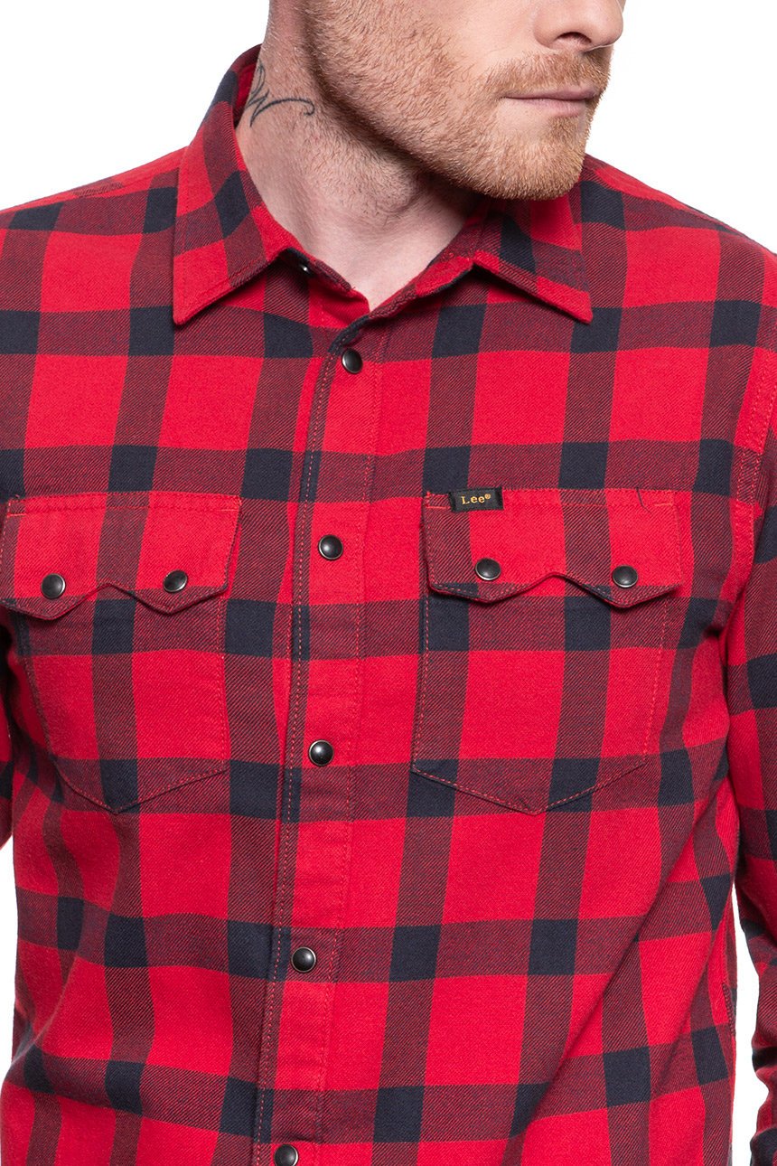 KOSZULA MĘSKA W KRATĘ LEE RIDER SHIRT WARP RED L856OEKG