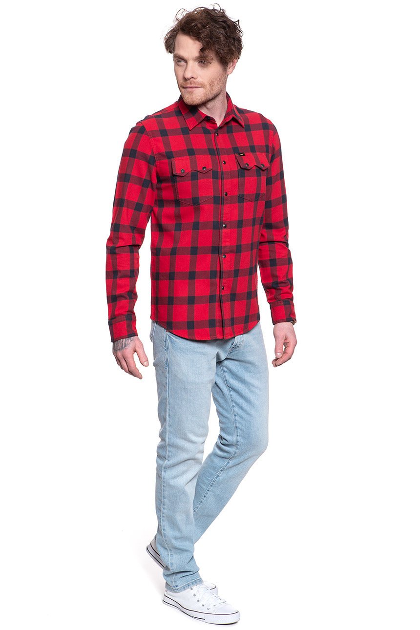 KOSZULA MĘSKA W KRATĘ LEE RIDER SHIRT WARP RED L856OEKG