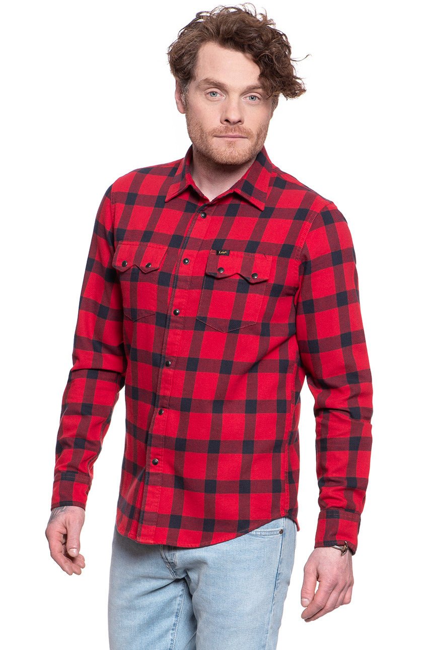 KOSZULA MĘSKA W KRATĘ LEE RIDER SHIRT WARP RED L856OEKG